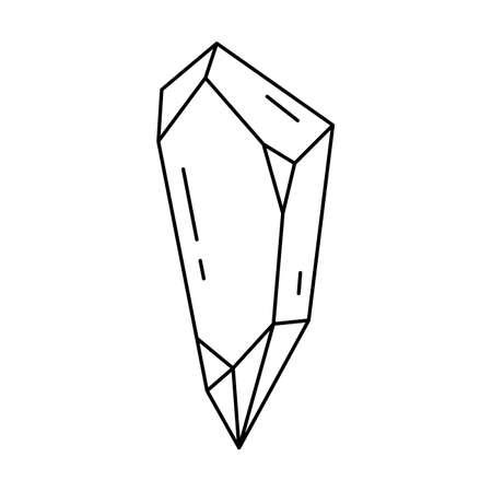 Crystal shape, quartz icon. line art gem stone. Geology design element. Witch and mystic symbol. Geometric vector illustration isolated on white background.のイラスト素材