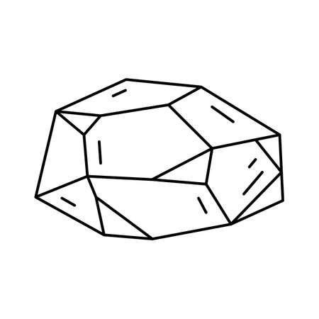 Crystal shape, quartz icon. line art gem stone. Geology design element. Witch and mystic symbol. Geometric vector illustration isolated on white background.のイラスト素材