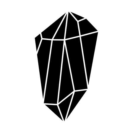 Black geometric crystal design element. Polygon icon of gem stone. Geometrical crystal vector illustration isolated on white.のイラスト素材