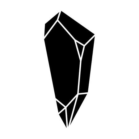 Black geometric crystal design element. Polygon icon of gem stone. Geometrical crystal vector illustration isolated on white.のイラスト素材