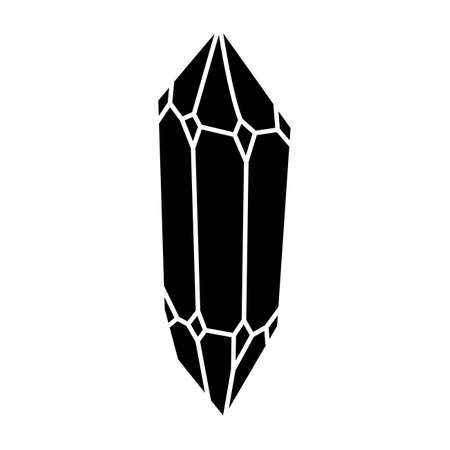 Black geometric crystal design element. Polygon icon of gem stone. Geometrical crystal vector illustration isolated on white.のイラスト素材