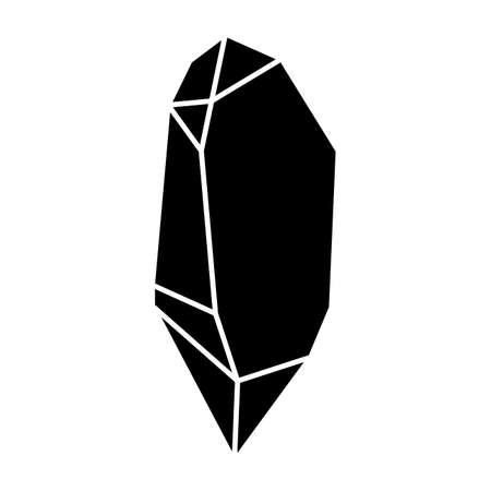Black geometric crystal design element. Polygon icon of gem stone. Geometrical crystal vector illustration isolated on white.のイラスト素材