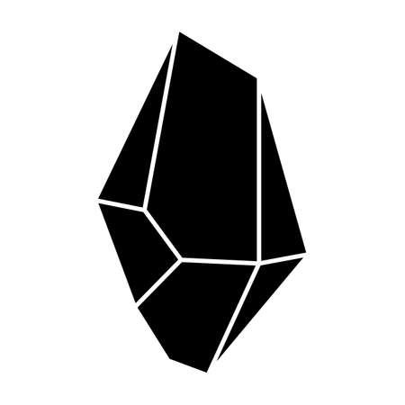 Black geometric crystal design element. Polygon icon of gem stone. Geometrical crystal vector illustration isolated on white.のイラスト素材