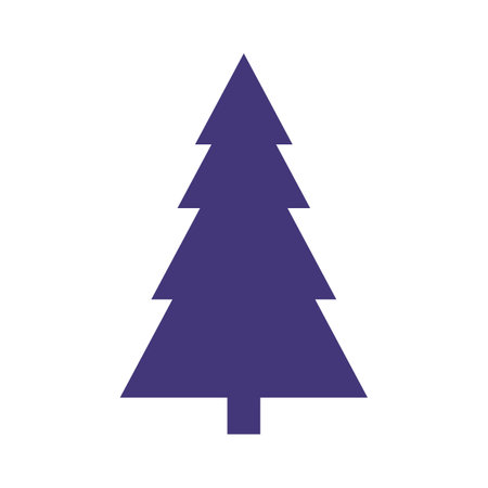 Silhouette purple Christmas trees icon, simple design. New Year symbol of fir-tree, vector illustration isolated on white background.のイラスト素材