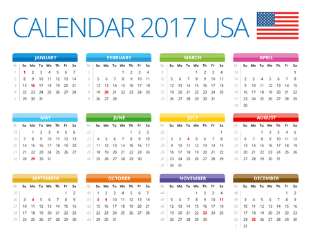 Calendar USA 2017のイラスト素材
