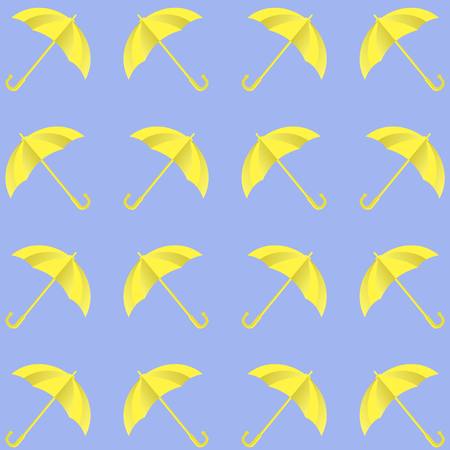 Seamless texture yellow umbrellas on blue, vector illustrationのイラスト素材