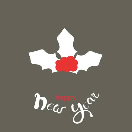 Stylized holly and hand drawn red and white lettering, congratulation card vector illustrationのイラスト素材
