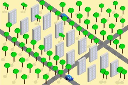 Isometric map of city, vector illustration vector illustrationのイラスト素材