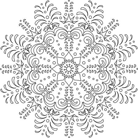 Sketch of stylised snow flakes black and white hand drawn vector illustrationのイラスト素材
