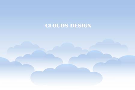 Set of blue clouds icons on white, stock vector illustrationのイラスト素材
