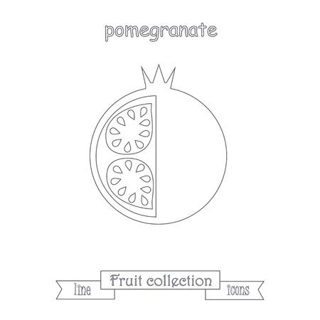 Line pomegranate icon, fruit icon collection stock vector illustrationのイラスト素材