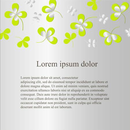 Grey background with green clover leafs, Lorem ipsum, stock vector illustrationのイラスト素材