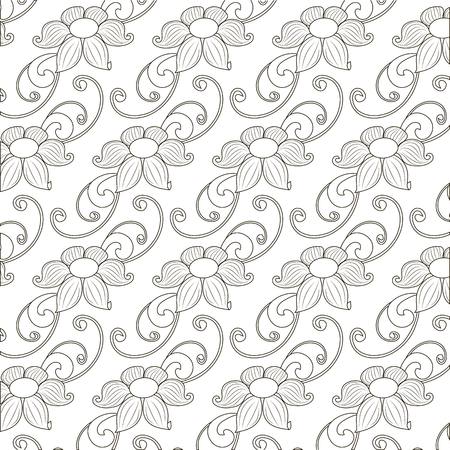 Seamless monochrome floral pattern stock vector illustrationのイラスト素材