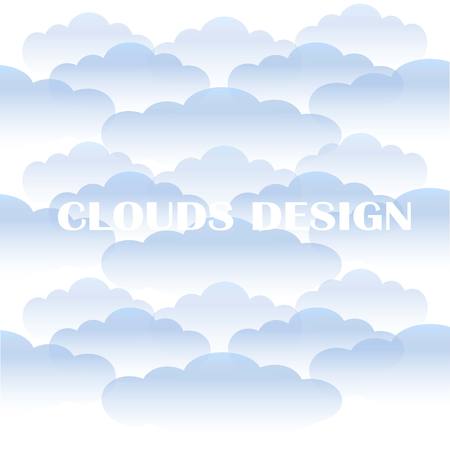 Clouds design background, blue gradient clouds on white, stock vector illustrationのイラスト素材