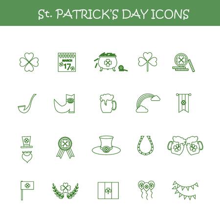 Saint Patrick's Day line icons stock vector illustrationのイラスト素材