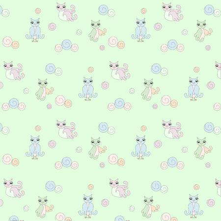 Pattern with owls, pastel colors stock vector illustrationのイラスト素材
