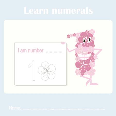 Counting educational, kids activity sheet. Learning numbers 1 stock vector illustrationのイラスト素材