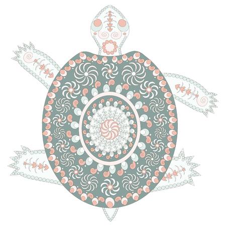 Hand drawn ornamental colorful cartoons turtle for coloring page and print, stock vector illustrationのイラスト素材