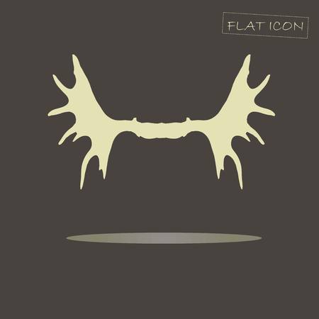 Light moose horns on black, flat icon vector illustrationのイラスト素材