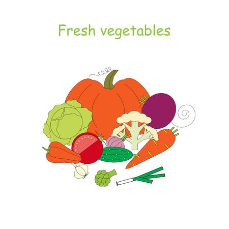 Flat style banner Fresh vegetables for advertising stock vector illustration.のイラスト素材