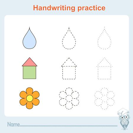 Handwriting practice, games kids, kids activity sheet, training writing practice stock vector illustrationのイラスト素材
