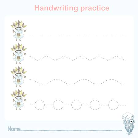 Handwriting practice, games kids, kids activity sheet, training writing practice stock vector illustrationのイラスト素材