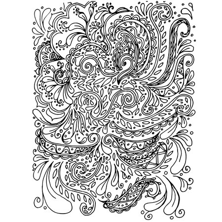 Floral hand drawn monochrome pattern stock vector illustration for printのイラスト素材