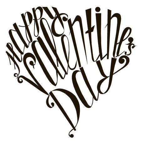 Black lettering, heart figure Happy Valentine's day on white stock vector illustrationのイラスト素材