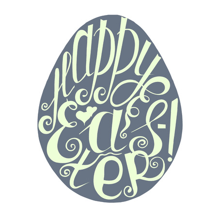 Lettering of Happy Easter, hand drawn typography banner stock vector illustrationのイラスト素材
