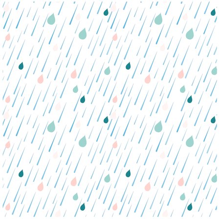 Blue and pink rain drops seamless pattern on white background, stock vector illustration for web, for printのイラスト素材