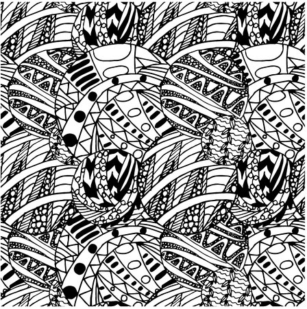 Seamless background hand drawn monochrome circles, stock vector illustration for web, for print, for coloring page, for anti-stress pageのイラスト素材