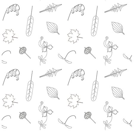 Seamless monochrome floral pattern on white stock vector illustration for web, for print.のイラスト素材
