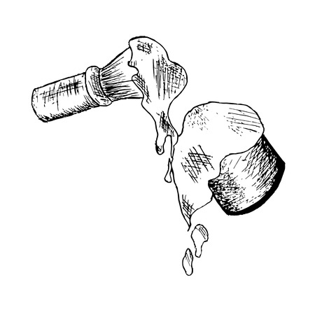 Shaving cream and brash sketch. Ink sketch shaving icon stock vector illustration design element for web, for printのイラスト素材