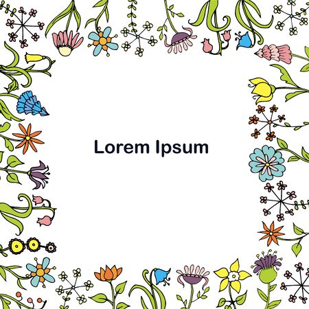 Floral colorful background, Lorem Ipsum hand drawn background ink graphic art design elements stock vector illustration, for web, for print, for textile, for cowerのイラスト素材