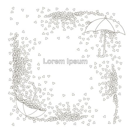 Umbrella, hearts monochrome background, Lorem ipsum for web, for print, love conception, Saint Valentine dayのイラスト素材