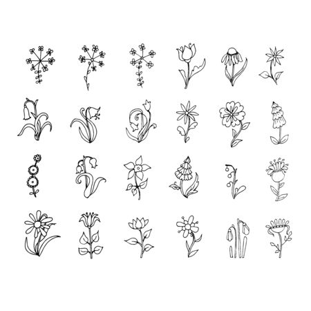 Icon flowers in pot set monochrome object isolated flat design stock vector illustration for web, for printのイラスト素材