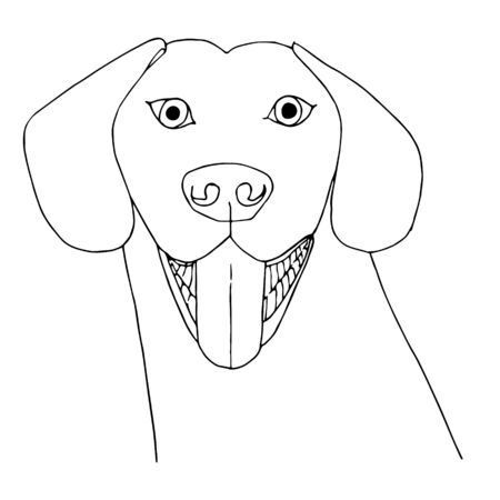 Dog. Pop art monochrome pet hand drawn art design stock vector illustration for web, for print, for fabric printのイラスト素材