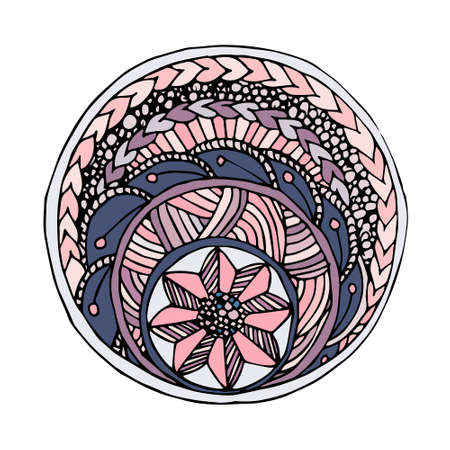 Mandala. Colorful hand drawn doodle art design element stock vector illustration for sticker, for web, for printのイラスト素材