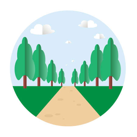 Path in park round icon. Art flat design element stock vector illustration for web, for printのイラスト素材