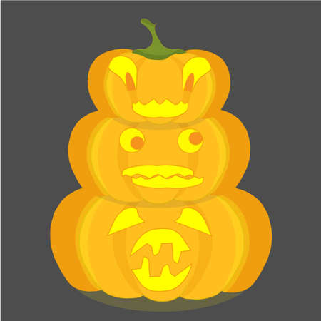 Halloween pumpkin emoji set on gray. Orange funny cartoons art design element object isolated stock vector illustration for web, for printのイラスト素材