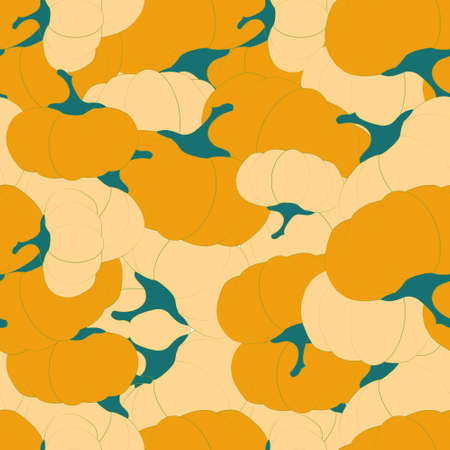 Yellow pumpkin seamless pattern. Art design stock vector for web, for print, for fabric print, for wrapping paperのイラスト素材