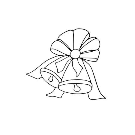 Christmas bells ink monochrome sketch. Hand drawn winter holidays illustration object isolated for web, for printのイラスト素材
