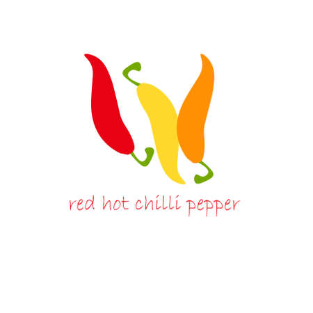 Red  chilli pepper banner. Red orange yellow pepper for product design, for packaging design, for fabric print on whiteのイラスト素材