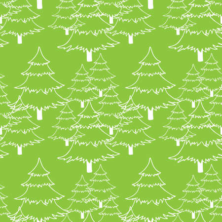 Outline white fir tree seamless pattern on gray art design stock vector illustration for web, for print, for wall paper, for wrapping paperのイラスト素材