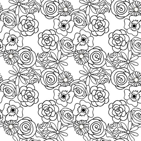 Seamless floral monochrome pattern stock vector illustration for web, for printのイラスト素材
