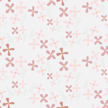 Matthiola seamless pattern. Pink flower on gray botanical art design stock vector illustration for web, for print, for fabric printのイラスト素材