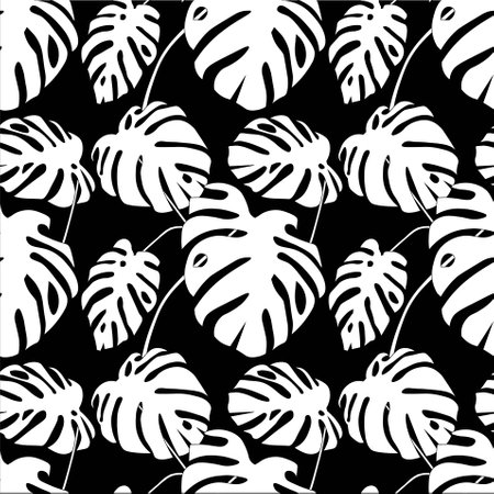 Monstera leaves seamless pattern. Jungle botany monochrome background for web, for print, for wallpaperのイラスト素材