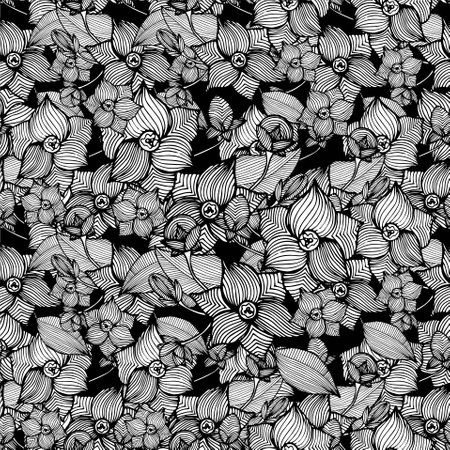 Abstract floral seamless monochrome pattern art design elements stock vector illustration for web, for print, for fabric printのイラスト素材