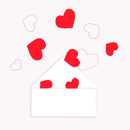 Envelope with red heart on gray white art design element stock vector illustration for web, for printのイラスト素材