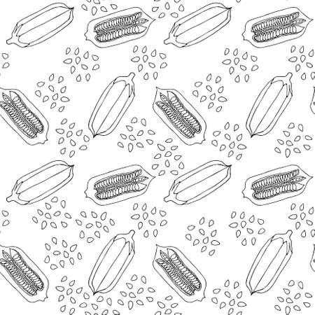 Sesame seamless pattern monochrome art design stock vector illustration for web, for print, for product design, for packing designのイラスト素材